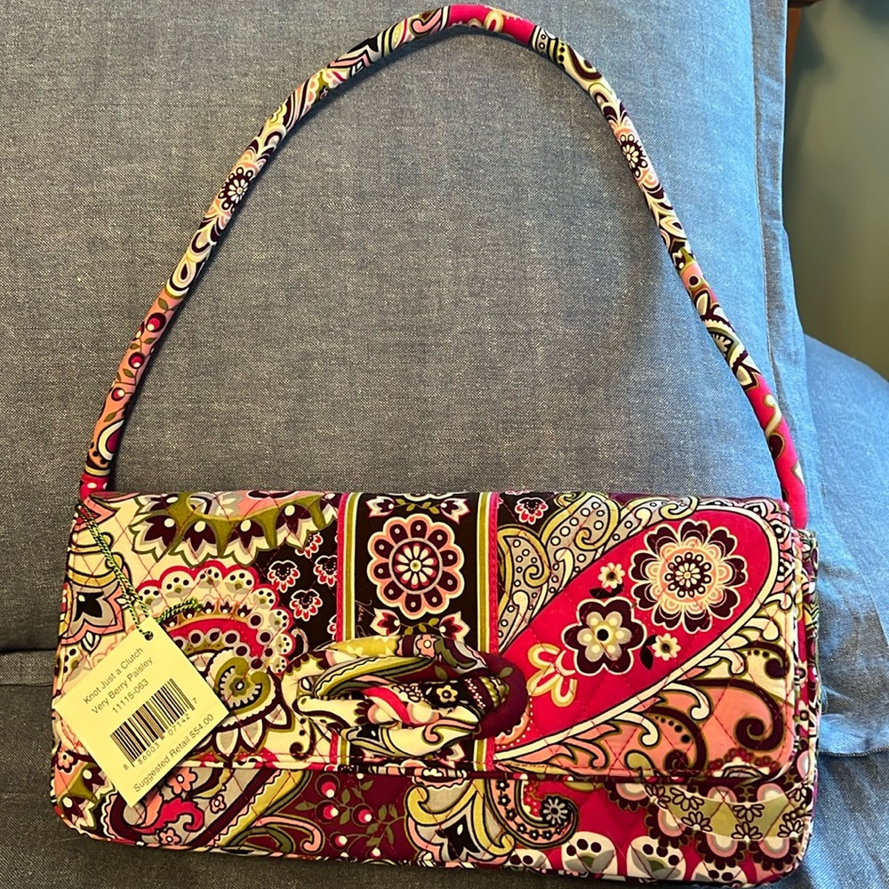 New with tags Vera Bradley Knot Just a Clutch in Very Berry Paisley